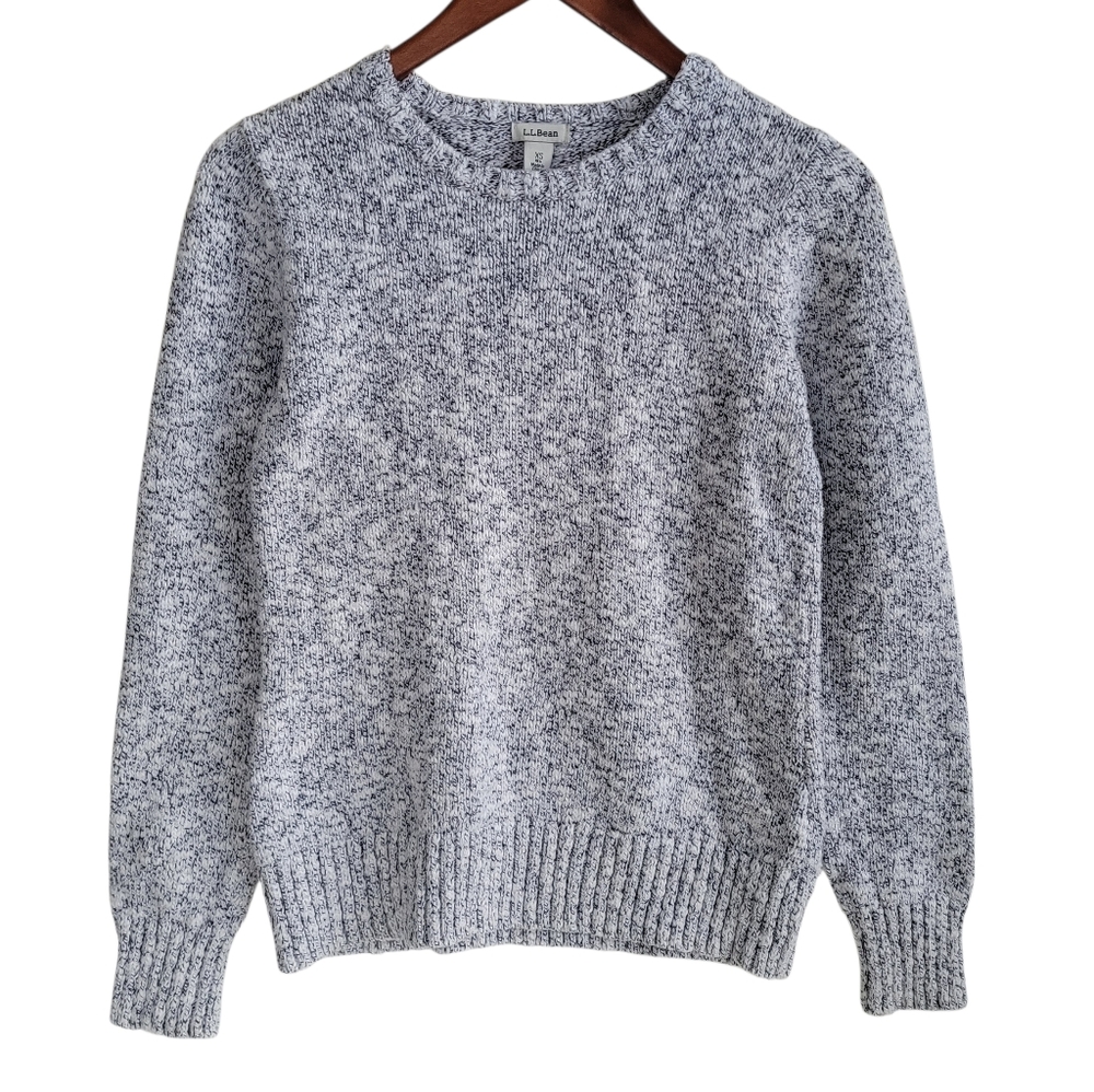 LL Bean Crew Neck Pullover Knit Heathered Sweater Gray Womens XS